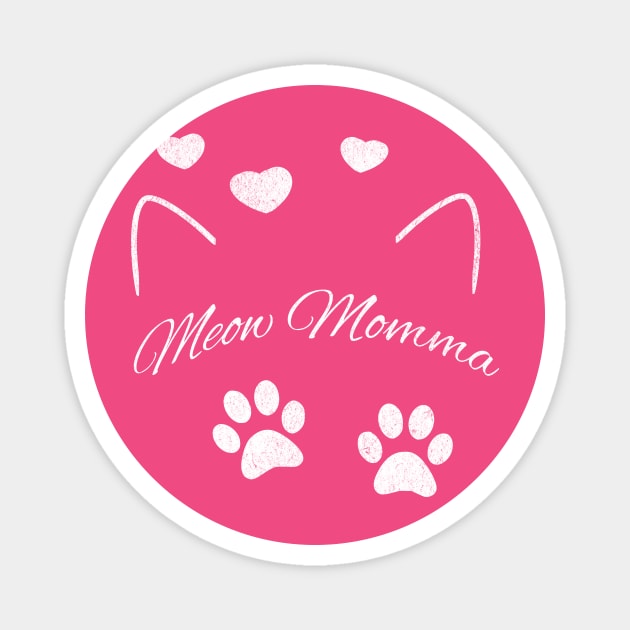 Meow Momma – Cute Cat Lover Design with Paws and Hearts Magnet by DonWillisJrArt
